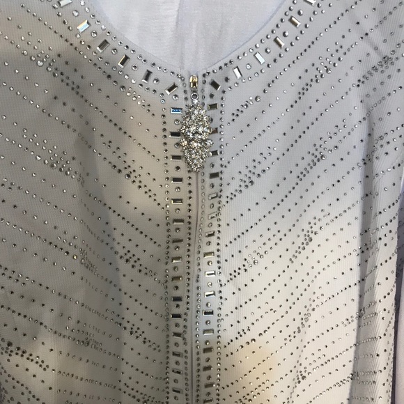 Ben Marc 48306 White 2PC Knit Skirt Set - Picture 3 of 5